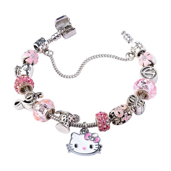 Hello-Kitty hängsmycke Armband Snygga oregelbundna pärlor Handledstillbehör för dagligt bruk Cat-Xin Cat 21cm