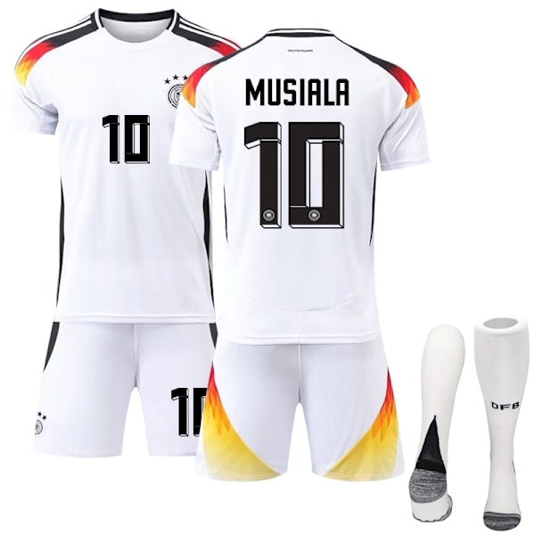 2024 UEFA EM Musiala Barn Fotballdrakt Kit Tyskland Hjem Nummer 10 Hjem Hvit-Xin Home White S