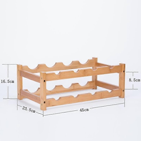Bambusvinställ, 16 Flaskor Displayställ, 4-lagers Fristående Förvaringsställ för Kök, Pantry, Vinkällare, Bar - Xin 2-Tier