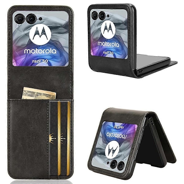 Kompatibel med Motorola Razr 50 5G Plånboksfodral Stöttåligt Läder Telefonskal - xindaren Style D