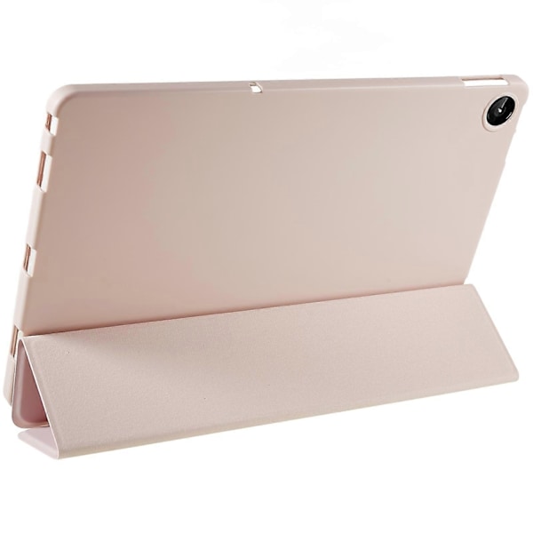 For Lenovo Tab M10 Plus (3. generasjon) Tri-fold Stativ PU Lær + Silikon Beskyttelsesdeksel Nettbrett Anti-fall Støtsikkert Skall-Xin Pink