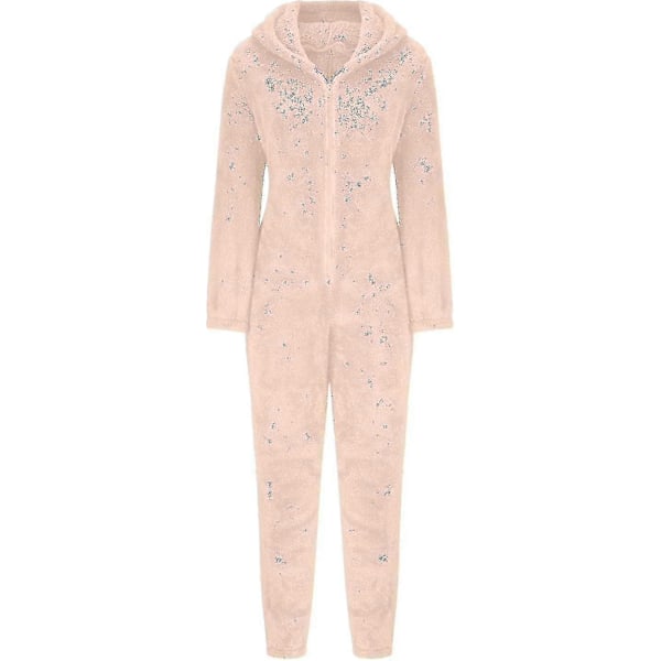 Sexy Voksen Onesie Pyjamas Kvinders Hip Flap Uld Hætte Onesie Pyjamas Kvinders Fluffy Pyjamas-Xin Pink Small