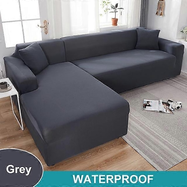 Vanntett Sofatrekk 1/2/3/4 Seter Sofatrekk for Stue Elastisk Solid L-formet Hjørnesofatrekk for Sofa Stol - Xin grey 2 Seater 145-185cm