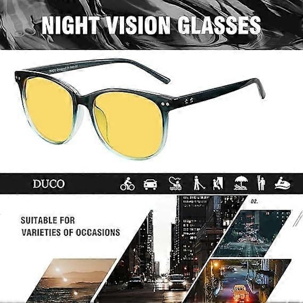 Mörkerkörningsglasögon Damer Herrar Gula Polariserade Linser Anti-Bländning UV-Skyddande Glasögon-Xin dark blue