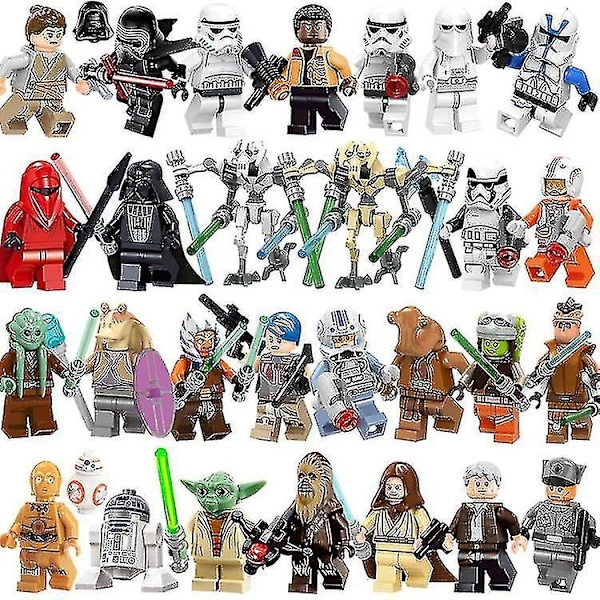 29 kpl Mini Tähtien sota -sarjan rakennuspalikkahahmoja, mukaan lukien Luke, Darth Vader, Jedi-mestari Yoda ja Mandalorian -lelu-Xin