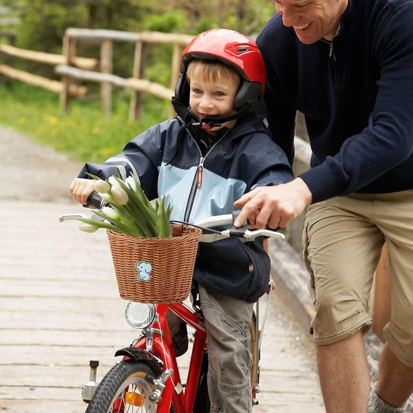 Cykelkorg för barn Front Vävd flätad Cykelkorg Med Styre Streamers-XIN Brown