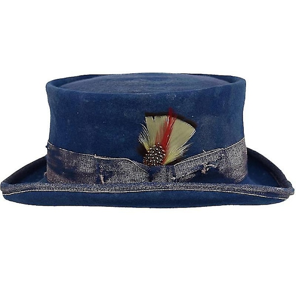 Mid Crown Rød Topphatt Unisex Hatt Steam Punk Hatt Sylinder Ullfilt Topp-Xin BLUE