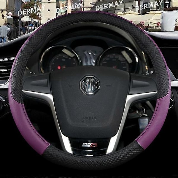 Passer for MG HS ZS EV MG3 3SW MG5 MG6 MG7 ZR EHS EZS GT 9 Farger Bil Ratthjultrekk PU Lær Anti-Skli Bildeler - Xin O shape Purple