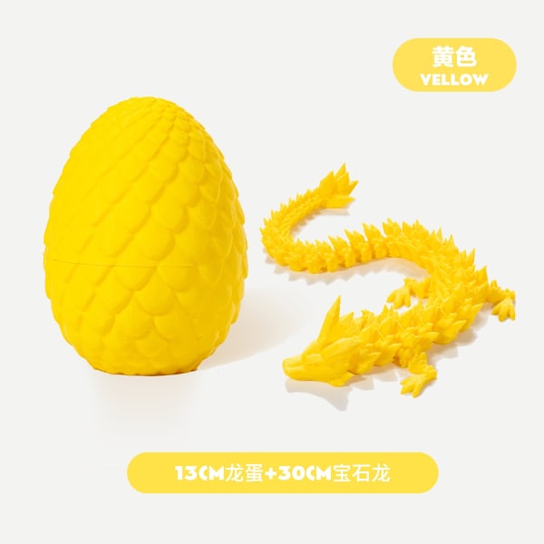 Easter Dragons 3D printed drakeägg med drake inuti Crystal Dragon Fidget Toy för vuxna Full ledad drake för hemmakontorsdekoration-Xin Yellow