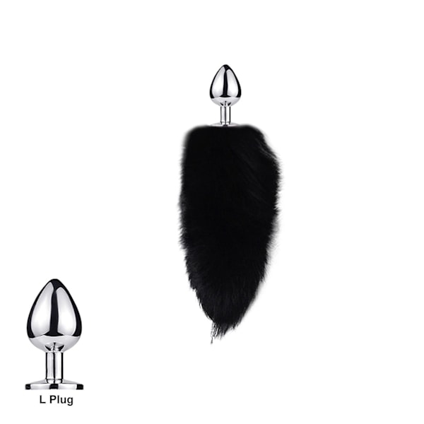 Svansplugg Rävsvans Katt Små Rekvisita Äkta Hår Liten Svans Avtagbar Hundleksak Sp-Xin Pure Black L
