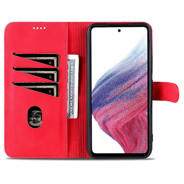 Samsung Galaxy A55 5G Nahkakotelo Lompakko Puhelimen Suojakotelo Magneettilukko - Xin Red