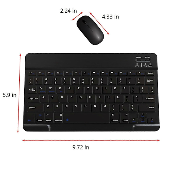 Bluetooth Tangentbord & Mus Portabelt BT Trådlöst Tangentbord & Mus för Android PC Surfplatta-Xin BK