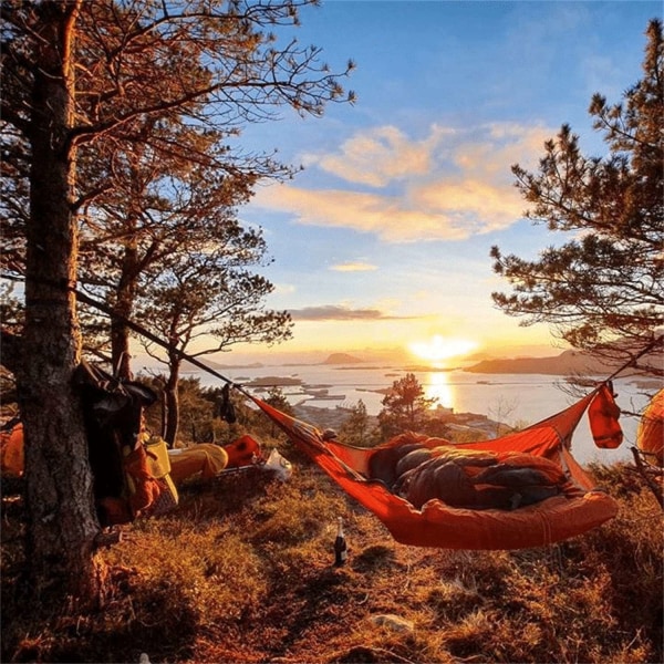 Utomhus Camping Hängmatta med Myggnät Hängande Säng Portable Hi-Xin