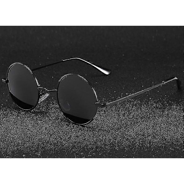 Retro Klassisk, Vintage Runde Polariserede Solbriller-Xin Black A