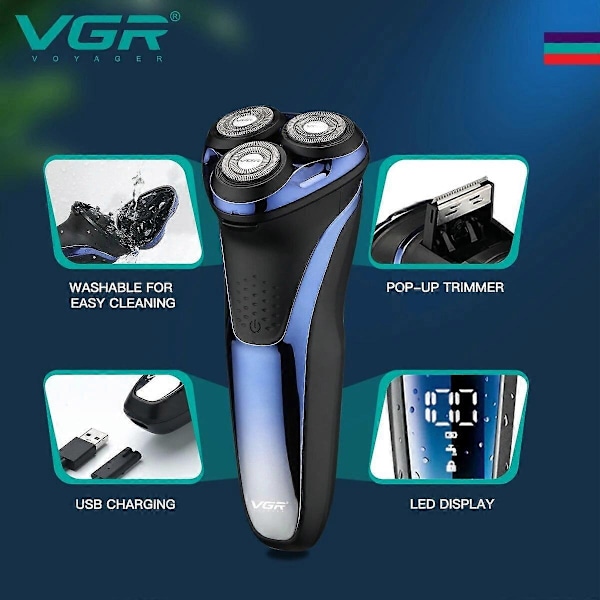 VGR Rakapparater Professionell Rakapparat Vattentät Skäggtrimmer Uppladdningsbar Sladdlös Elektrisk Bärbar Rakmaskin för Män V-306-Xin without box