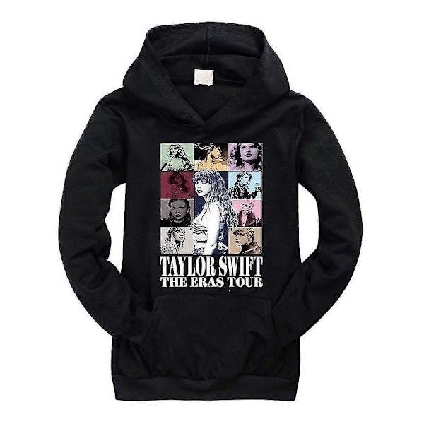 9-14 År Gammal Taylor Swift The Eras Tour Hoodie Sweatshirt Tryckt Långärmad Casual Lös Tröja Huvtröja Toppar Barn Pojkar Flickor - Xin black 11-12 years old