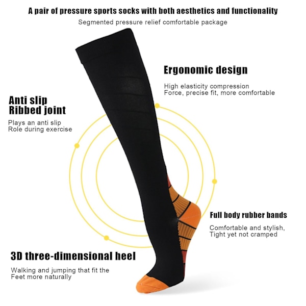 1 Par Sport Kompressionsstrumpor Hög Elasticitet Halkfri Stötdämpande Andningsbar Mjuk Unisex Löpning Benhinneinflammation Resor Fotboll Vadstrumpor-Xin Red M