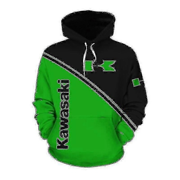 2022 Kevään ja syksyn uusi Kawasaki 3D-tulostin digitaalinen painatus vetoketjullinen huppari moottoripyöräily juoksu huppari miehet naiset New-Xin 140 XXL