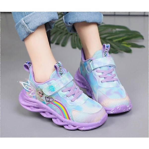Børne LED Lysende Sko Sneakers Blinkende Børn Piger Lysende Træningssko Størrelse-xindaren Purple 27