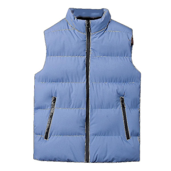 Mænds Letvægts Foldbar Dun Veste Uden Ærmer Quiltet Slank Puffer Vest-Xin Blue L