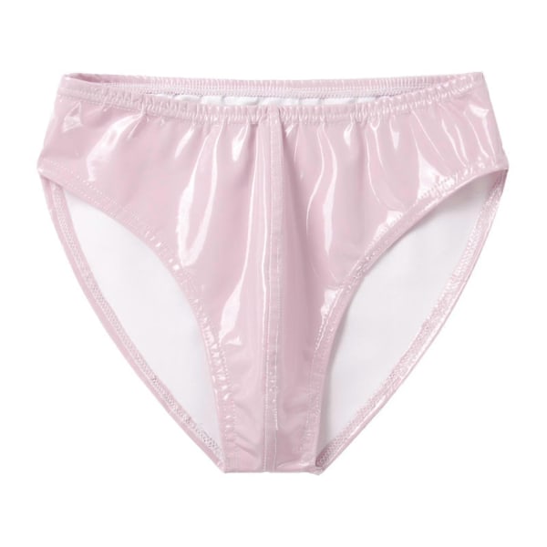 Herre Wet Look Patent Leather Truser Undertøy Elastisk Linning Underbukser for Club Pole Dancing-xindaren Pink XXL
