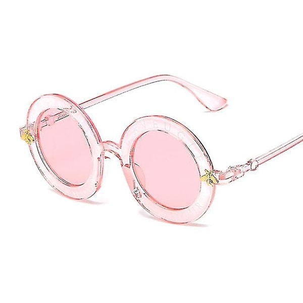 Retro Round Sunglasses Letters Bee Sun Glasses-Xin Pink