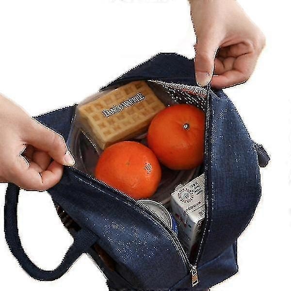Isolerad kylväska Vattentät Bärbar Dragkedja Varm Lunchväska Bento Box Handväska Matväska - Xin Dark blue