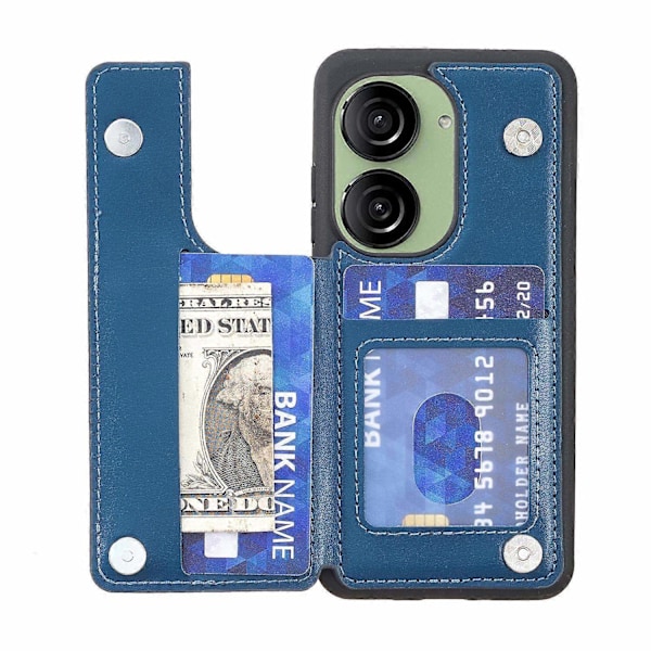 Kompatibel med Asus Zenfone 9 5G/Zenfone 10 5G Deksel PU Lær+TPU Kortholder Støtte Telefon Shell-xindaren Style D