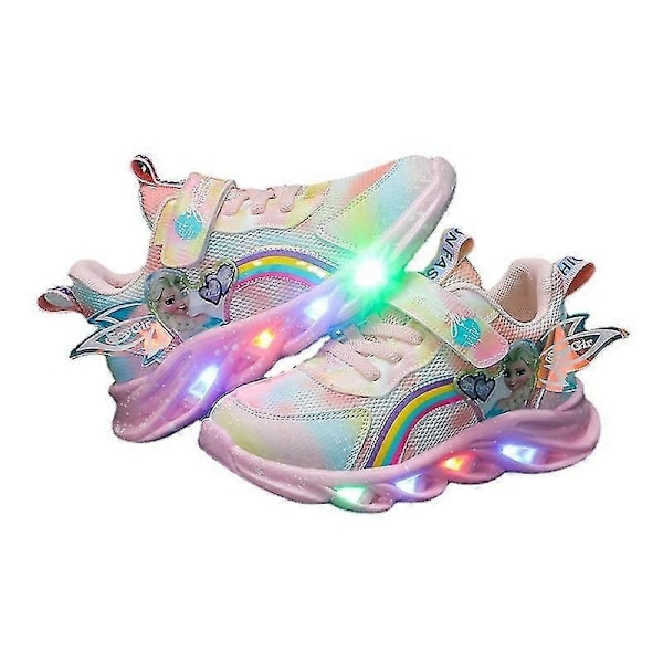 Børne LED Lysende Sko Sneakers Blinkende Børn Piger Lysende Træningssko Størrelse-xindaren pink 24