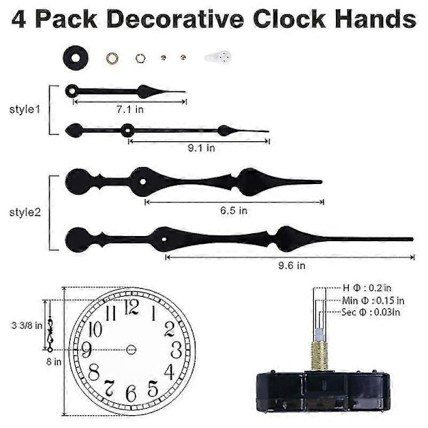 Klockmekanism med högt vridmoment och 11 tum långa spadarmar, Quartz klockmotor kit - Xin