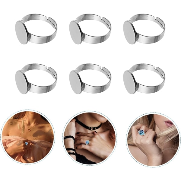 20 st ringämnen justerbara fingerringar runda rostfritt stål gör-det-själv smycketillverkningsmaterial-Xin