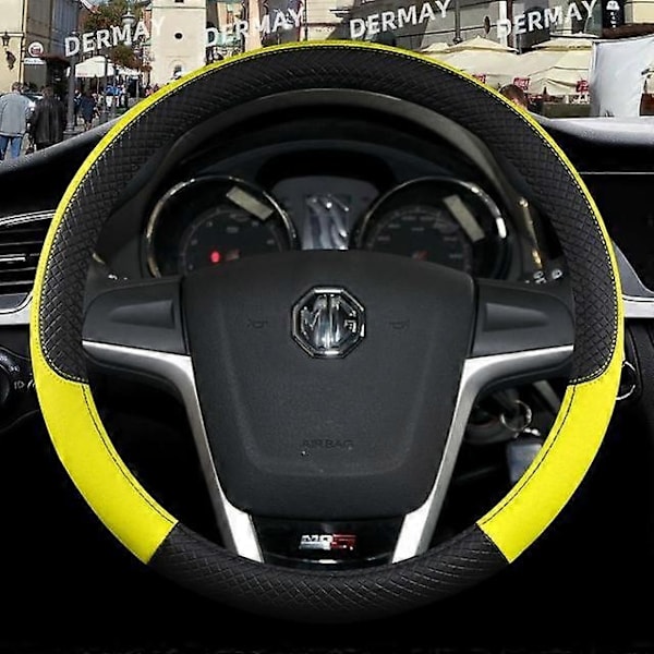 Passer for MG HS ZS EV MG3 3SW MG5 MG6 MG7 ZR EHS EZS GT 9 Farger Bil Ratthjultrekk PU Lær Anti-Skli Bildeler - Xin O shape Yellow