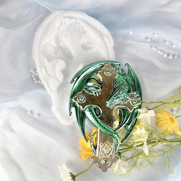 3D Stor Drak Silikonform Flygande Drake Resin Form Djur Epoxy Formar Kristall Staty Tillverkningsformar för DIY Kämpande Drakar Vägg-xindaren dragon cross