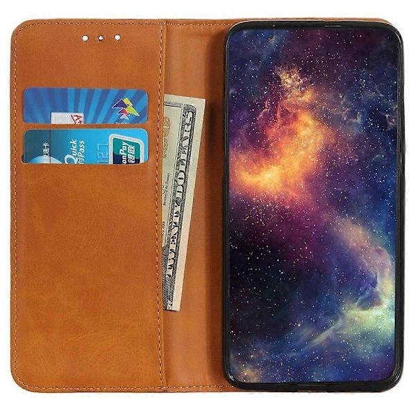 Kompatibel med OnePlus 13 Etui Split Læder Flip Wallet Telefon Cover - Rød - xindaren Brown