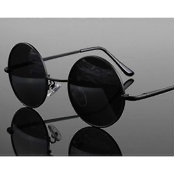 Retro Classic, Vintage Pyöreät Polarisoidut Aurinkolasit-Xin Black A