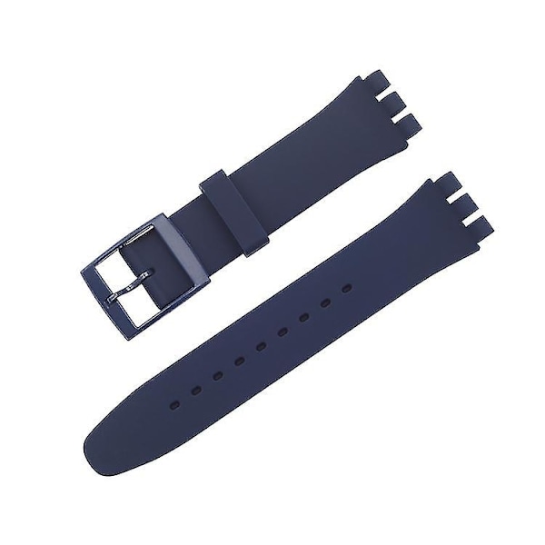 Passer for Swatch jelly tre-øye klassisk 12/17/19/20MM tre-spiss stjerne silikonrem-Xin Navy Blue 19mm
