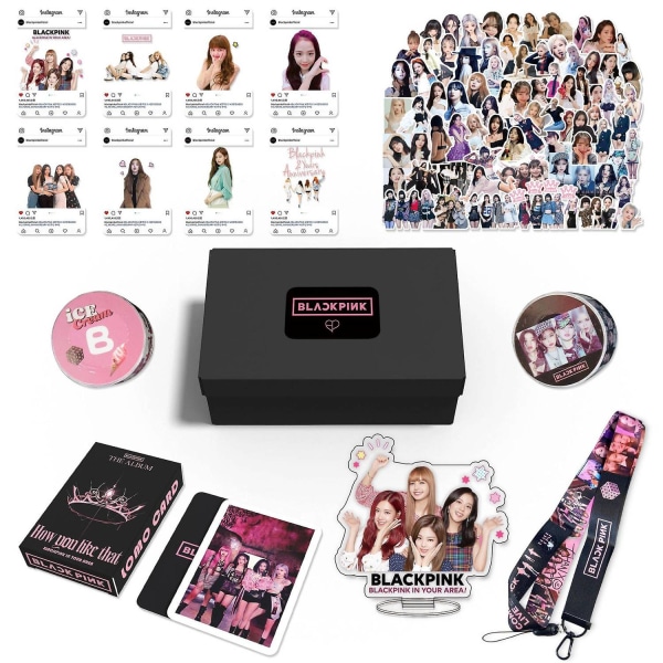 161 st svartrosa Born Pink Album Set Blink Fans Present Merchandise Fotokort Födelsedagar Fest Dekorationer Kpop Lanyard Stickers-Xin