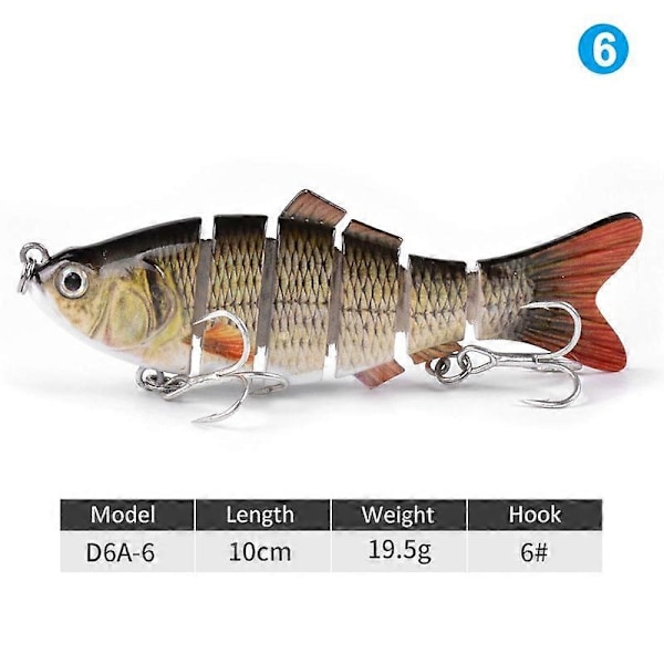 Robot Simbad 10cm Multi-sektion Fiskebete med 6 Krokar, Livsliknande Hårdbete - Xin F