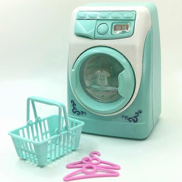 Mini Simulering Lys Elektrisk Vaskemaskin Kurv Leke Sett for Barn KAESI-Xin blue 0