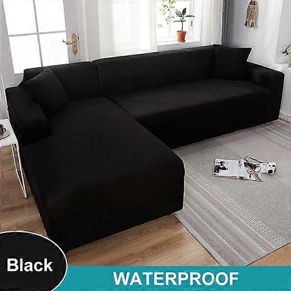Vandtæt Sofabetræk 1/2/3/4 Personers Sofabetræk til Stue Elastisk Solidt L-formet Hjørnesofabetræk til Sofa Lænestol - Xin black 1 Seater 90-140cm