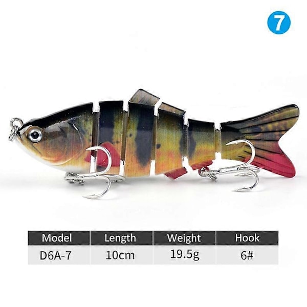 Robot Simbad 10cm Multi-sektion Fiskebete med 6 Krokar, Livsliknande Hårdbete - Xin G