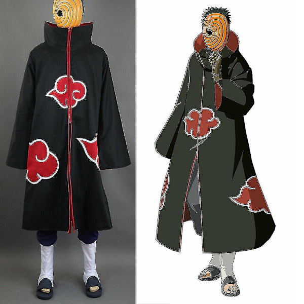 Naruto Akatsuki Tobi Uchiha Obito Robe Kappa + Resin Mask Cosplay Kostym-Xin M