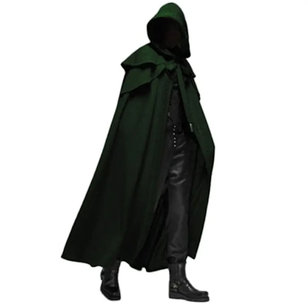 Keskiaikainen Vintage Huppuinen Löysä Musta Viitta Tuulenpitävä Trench Chic Talvi Pitkä Viitta Poncho Gootti Miesten Munkki Cosplay Sininen-Xin Blue XL