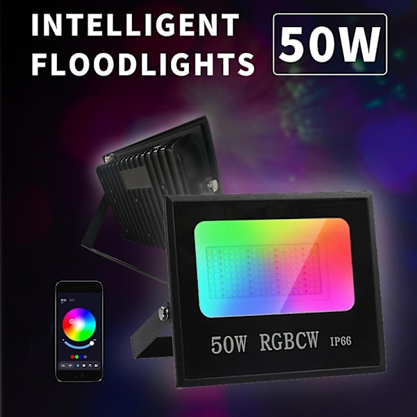 50W Tuya APP Älykäs LED-valo IP66 Vedenpitävä Värikäs RGB-lamppu Ulkokäyttöön Tehdasvaraston Valonheitin - xindaren