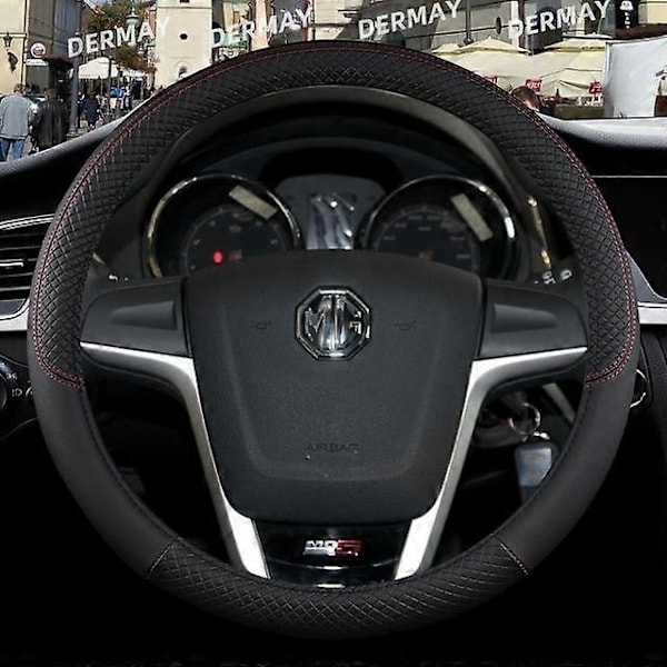 Passer for MG HS ZS EV MG3 3SW MG5 MG6 MG7 ZR EHS EZS GT 9 Farger Bil Ratthjultrekk PU Lær Anti-Skli Bildeler - Xin O shape Black