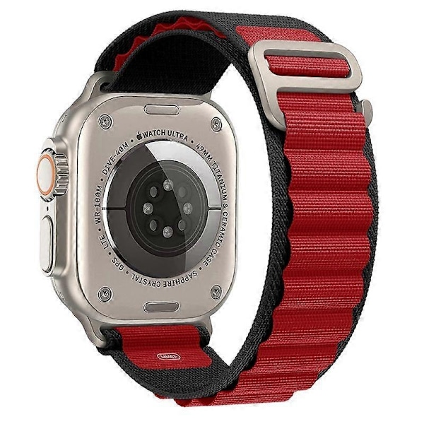 Hihna Alpine Loop Nylon -rannekorulle correa iwatch Series Ultra 8 SE 7 6 3 5 Yhteensopiva Apple Watch -hihna-Xin Black red 42mm 44mm 45mm 49mm