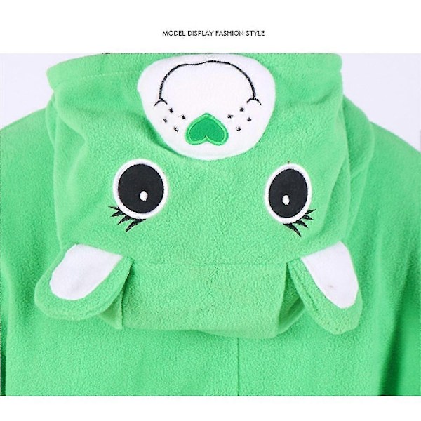 Tecknad Björn Onesie Pyjamas för Vuxna - Cosplay Kostym för Halloween - Mjuka Fleece Hemmakläder-Xin Green L