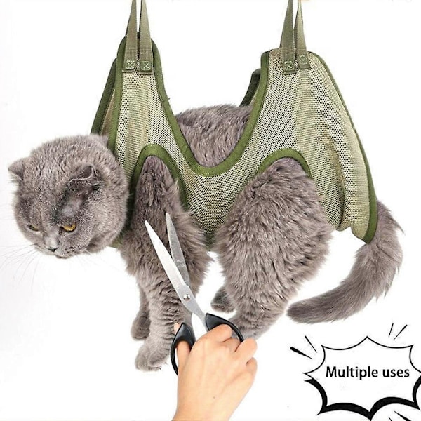 Kattvård nagelklippning anti-repa bett fixerad påse bad Trimningspåse Hängmatta för husdjur Skönhet hängande Set för husdjursartiklar-Xin Green 2-6KG