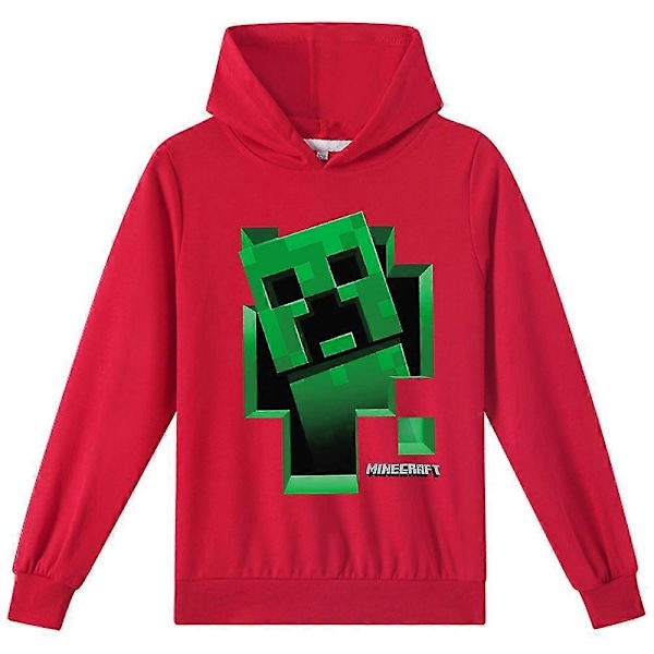 Hættetrøje til Børn Drenge Piger Creeper Printet Hættetrøjer Langærmet Pullover toppe-xindaren Red 7-8Years