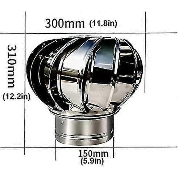 Rostfritt Stål Skorsteinshette - 150mm Roterende-Xin